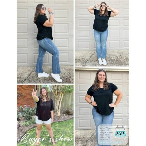 Womens v neck tunic top curved hem casual loose fit t shirt short sleeve tee - Picture 6 of 7